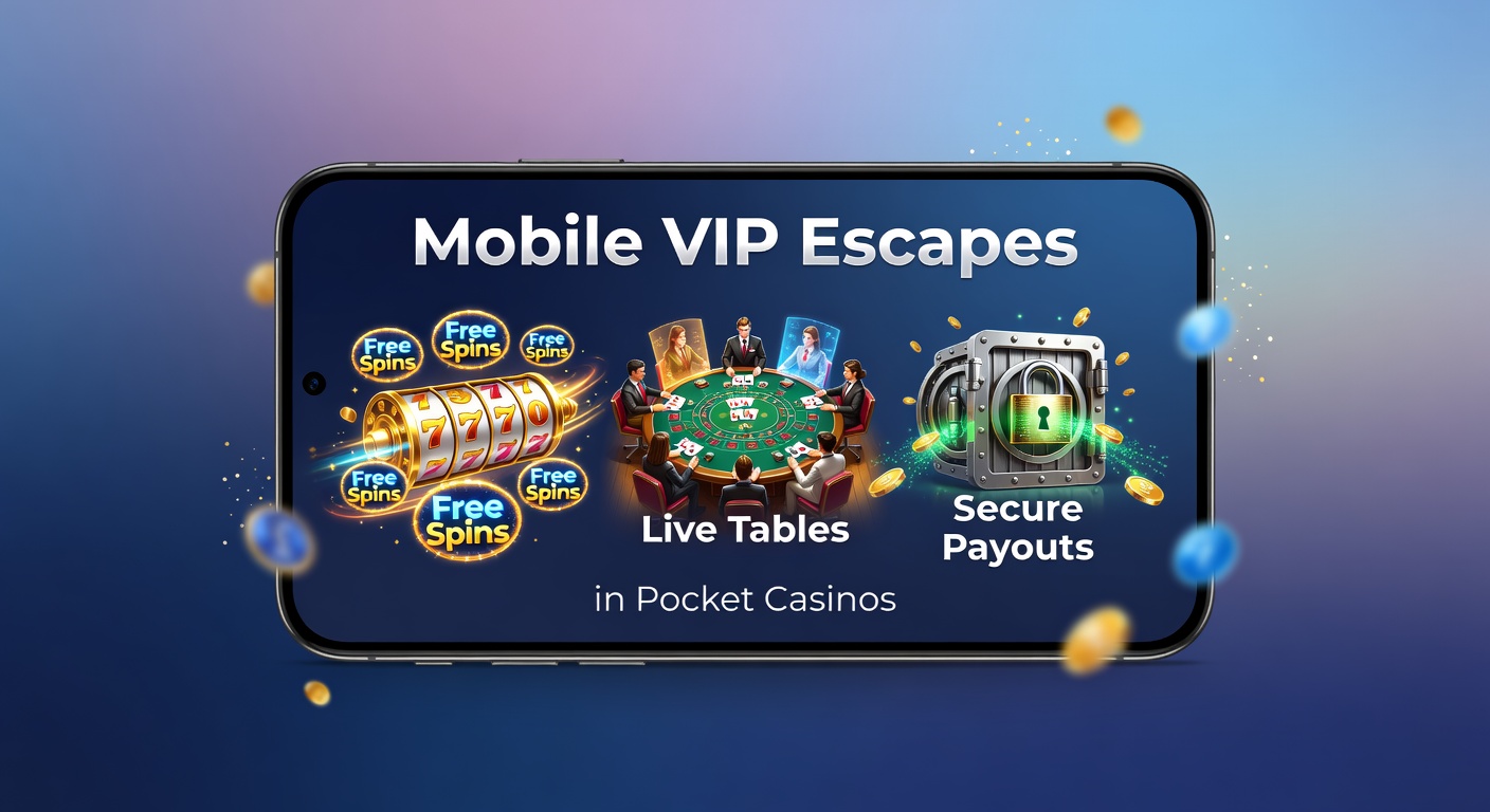 Vibrant mobile casino interface showing VIP free spins and live dealer tables on a smartphone screen