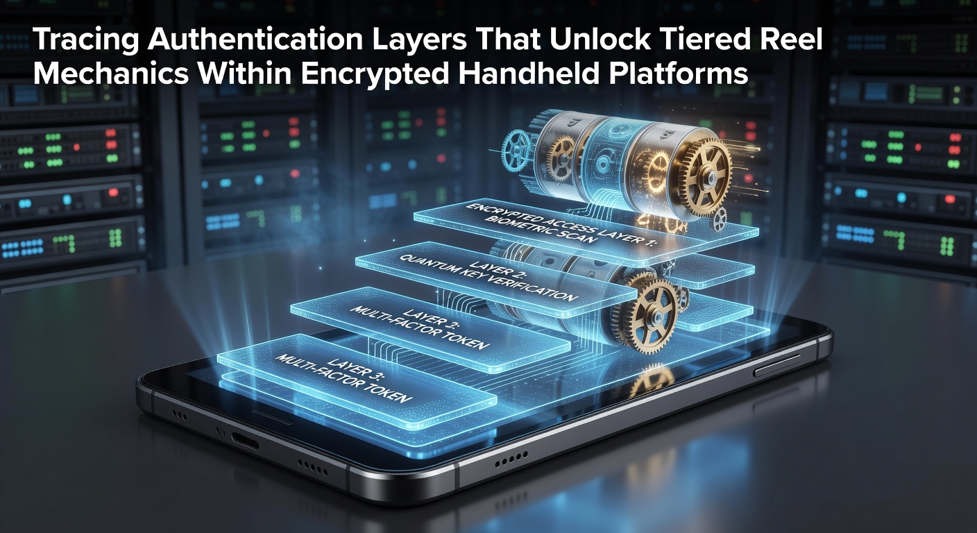 Diagram showing layered authentication processes securing reel mechanics on encrypted mobile devices